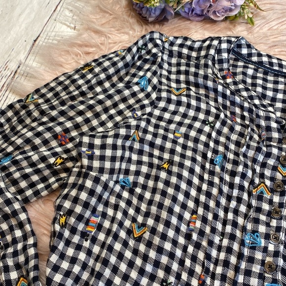 Anthropologie Pilcro Embroidered Gingham Button Down sz S - Picture 5 of 11